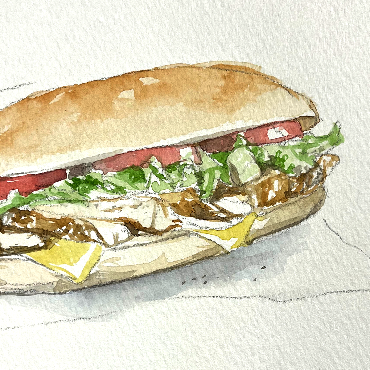 水彩画サンドイッチ